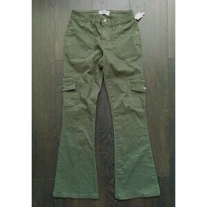 New RSQ Size 25 Women's Flare Cargo Pants Olive Green